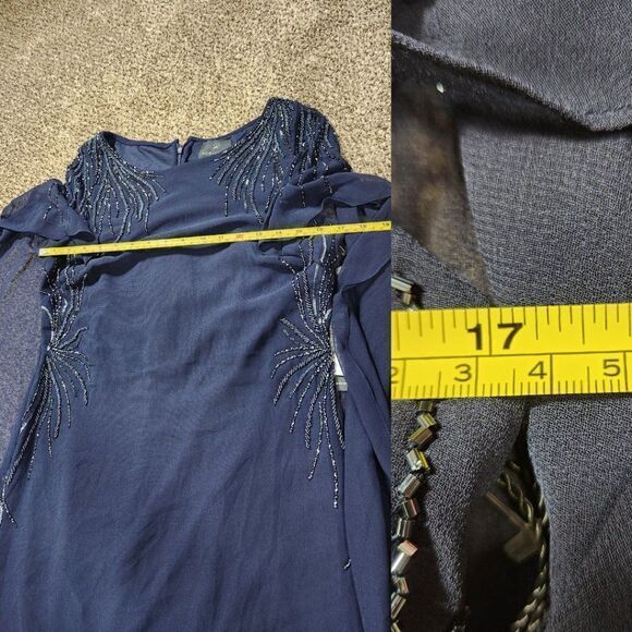 Adrianna Papell - AP1E205401 Beaded Bateau Neck Illusion Chiffon Dress Size 8 - Picture 13 of 16